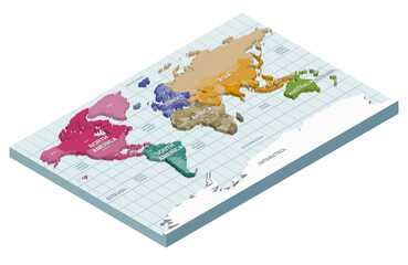 Wall Mural - world political map isometric 3d vector illustration