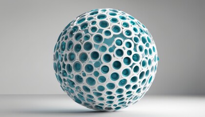 Poster - A blue and white sphere with holes in it