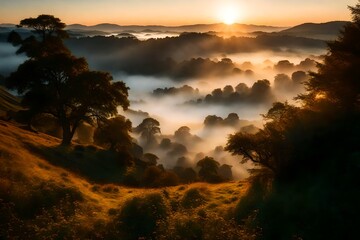 Wall Mural - sunset over the mountains