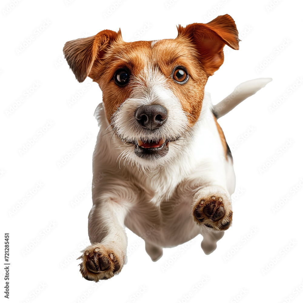 jack russel puppy jumping in the studio on transparent background Stock ...