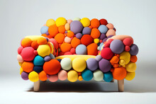 A Colorful Designer Sofa Made Of Colorful Soft Balls.37