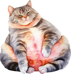 Aufkleber - Funny chubby cat created with Generative AI technology