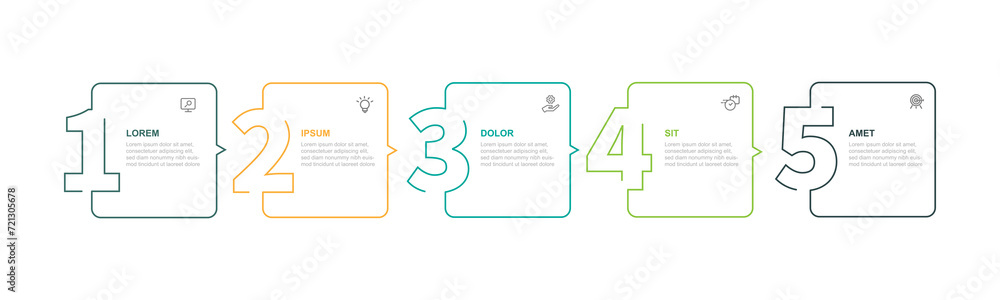 Vector design template infographic element with 5 step progress ...