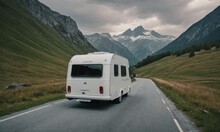  Freedom On Wheels: A Tranquil Journey With A White Camper On A Scenic Road – Embrace The Open Road And Create Your Adventure
