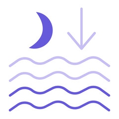 Sticker - Low Tide Icon of Weather iconset.