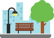 Public Park cartoon flat style.Vector illustration.Park with city background