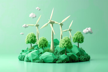 Wall Mural - Wind generator, green energy. Wind turbines renewable energy, production with clean and renewable energy