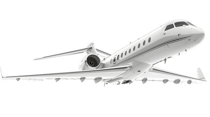 Sticker - Luxury White Airplane On Isolated White Background, Generative Ai