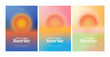  Blurry set sunrise or sunset in the ocean. Gradient summer sea background set. color abstract background for app, web design, webpage, banner, greeting card. Modern style, trendy, typography, sea