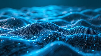Wall Mural - Futuristic 3D rendering of a blue circular wave on a digital background, representing a large amount of data.