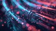 Blue light streak, fiber optic, speed line, futuristic background for 5g or 6g technology wireless data transmission, high-speed internet in abstract. AI generated illustration