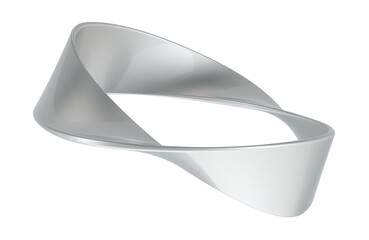 Metallic Moebius Strip, 3D rendering isolated on transparent background