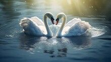 Two White Swans. This Is Love. Neural Network AI Generated Art