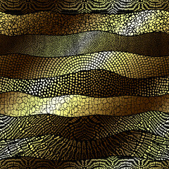 Aufkleber - Vector seamless gold tile mosaic pattern. Ceramic tiles background. Vector pattern