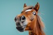 Equine Quirk: Close-Up of Horse with a Suspiciously Funny Expression. Generative ai