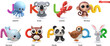 Zoo alphabet part 2. Jellyfish, koala, lobster, monkey, narwhal, owl, panda, quail, rabbit