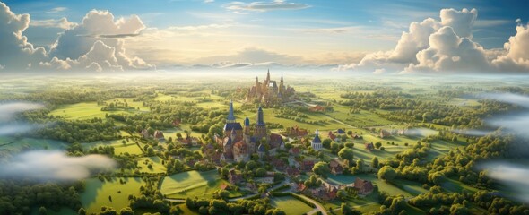 An aerial perspective of vast farmland stretching into the distance.