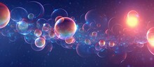 Abstract Background With Spheres And Bubbles. --ar 16:7 Job ID: 4a5c09f8-a11e-41e2-bc39-6e332a3dd9ff