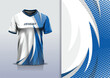 Sport jersey design template mockup curve line for football soccer, racing, running, e sports, blue white color