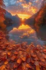 Poster - Tranquil Autumn Lake Sunset