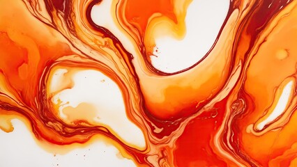 Abstract Orange Natural luxury fluid art alcohol ink painting Background