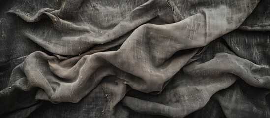 Canvas Print - Dirty old fabric with a gray dark texture.