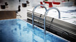 © Destina - Document folder mechanism illustrated as swimming pool ladder. Business and vacations concept. 3D illustration
