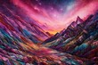 glitter artificial mountains with shining material filled and dropping on the  large shinning mountain with glitter abstract solid color background 