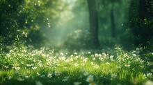 A Magical Glade In A Forest, Where Sunlight Filters Through The Trees, Illuminating The Delicate Daisy Blossoms In A Dance Of Light And Shadow.