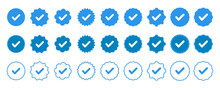 Blue Social Network Icons Account Verification Icon Verified Icon Profile Set Vector Checkmarks On White Background Eps10
