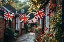 Brightly Colored Union Jack Flags Adorning The Streets In Preparation For A National Holiday Celebration.