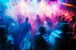© AI Visual Vault - Blurred Dance Floor with Colourful Lights.A motion-blurred scene of a vibrant dance floor lit with dynamic, colourful lights.