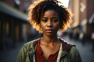 Wall Mural - Portrai of a young beautiful confident african american woman, awesome and proud black lady