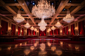 Wall Mural - Hotel Ballroom with Crystal Chandeliers