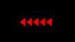 Red arrow left. Left arrow icon. Arrow icon. red arrows symbols. Warning striped arrow. Safety type.Isolated on black background.