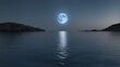 moonlight over the sea  A blue moon over water, illustrating the depth and the darkness of water. The moon is dark and gray  