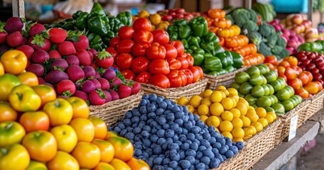 An Eye-Catching Display of Fresh Produce at the Heart of a Local Market