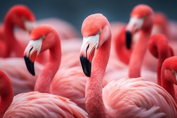 Wall Mural - group of flamingos