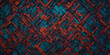 Komplexes Labyrinth aus abstrakten roten und blauen geometrischen Linien