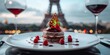 French Delicacies Showcased With Iconic Eiffel Tower Backdrop In Paris, Copy Space. Сoncept Street Food Festival, Local Cuisine, Cultural Experiences, Authentic Flavors, Foodie Heaven