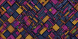 Schattiertes geometrisches Mosaik in lebendigen Farben auf dunklem Hintergrund