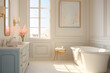 Sunlit bathroom with French Country flair complete
