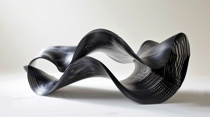 Wall Mural - Abstract carbon fiber sculpture, twisting and turning in the void