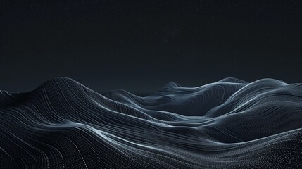 Abstract landscape of carbon fiber hills under a starless night sky