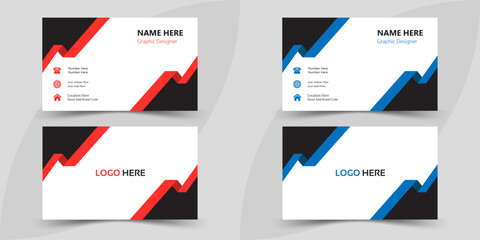 2 colour business card design . double sided business card template modern and clean style.