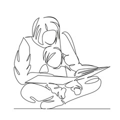 mother reading a book to a child