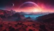Distant Planet Horizon, a breathtaking view of a vibrant, alien planet's horizon