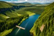 Powerpoint stock photo of nature that looks clean and contains hydro power dam,