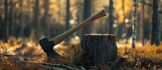 Axe wields power over stubborn stumps, clearing the dense woods with each resolute swing of the Axe, revealing the triumph of nature's conquest.