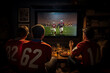© Olesya - On the TV, American football fans are watching the game. Generative AI.